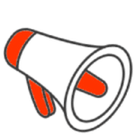 Illustration of a red and black megaphone representing Pay Per Check promotional tools and advertising support.
