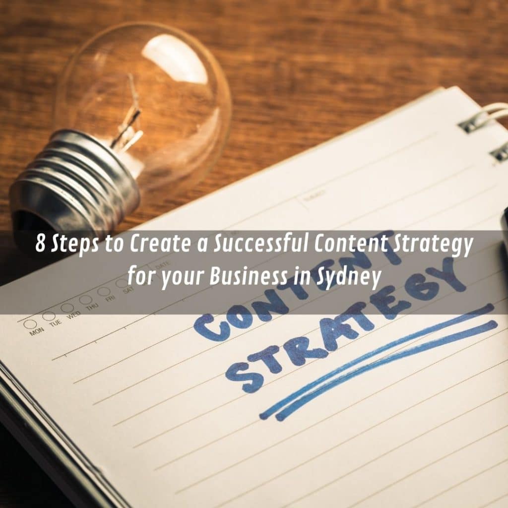 This image shows 8 Steps to Create a Successful Content Strategy for your Business in Sydney