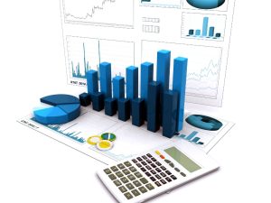 Graph and calculator showing data analysis for enterprise SEO marketing investment effectiveness.