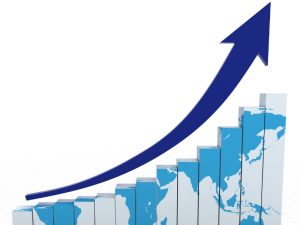 Upward-trending graph showing growth, illustrating the benefits of SEO plans for small businesses improving rankings.