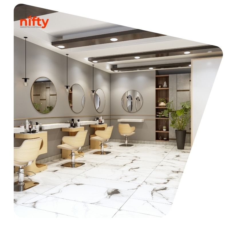 Image presents marketing for beauty salon