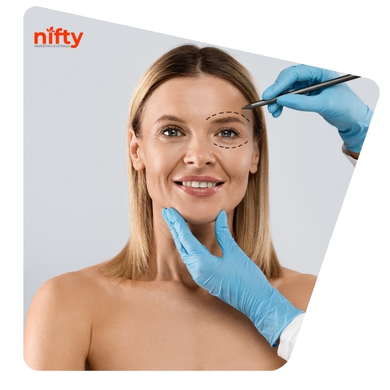 Image presents marketing for plastic surgeons
