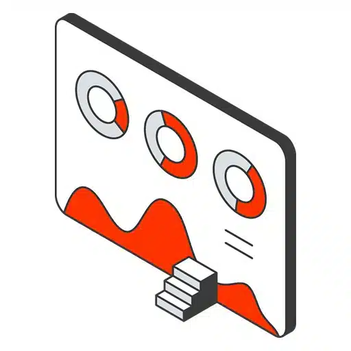 Illustration showing three segmented charts above a rising landscape graphic with steps, representing Local SEO growth and performance.