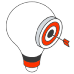 Illustration of a lightbulb and target symbol representing idea generation for Social Media Marketing content.