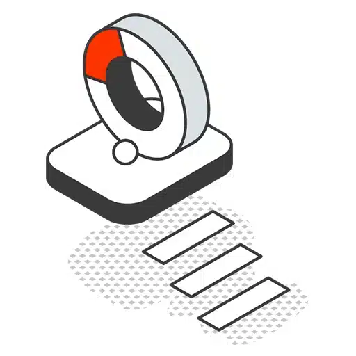 Illustration of a segmented circular chart on a platform with three bars below, representing Local SEO performance insights.