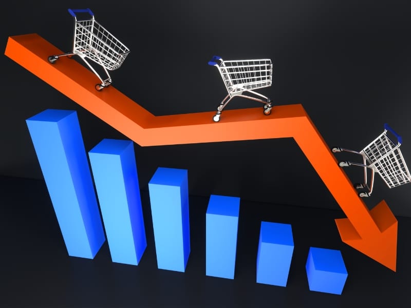 Declining sales chart symbolizing the impact of ignoring digital marketing for small business.