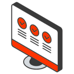 Illustration of a computer screen showing three check-mark icons and text, representing guest blogs and outreach for SEO Services.