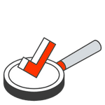 Illustration of a magnifying glass with a check mark, representing keyword checks for SEO Services.