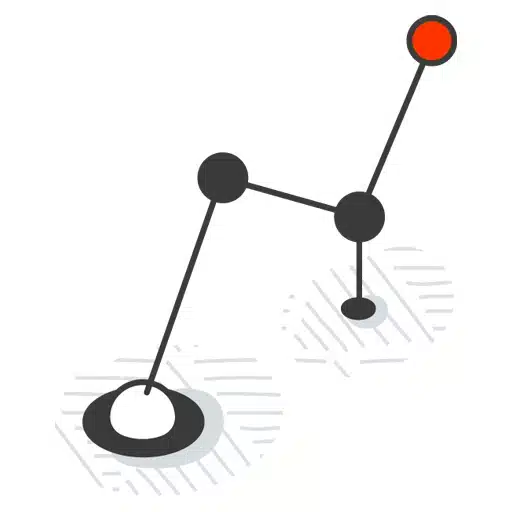 Illustration of connected nodes forming an upward path with a red endpoint, representing Search Engine Optimisation Services and ranking growth.