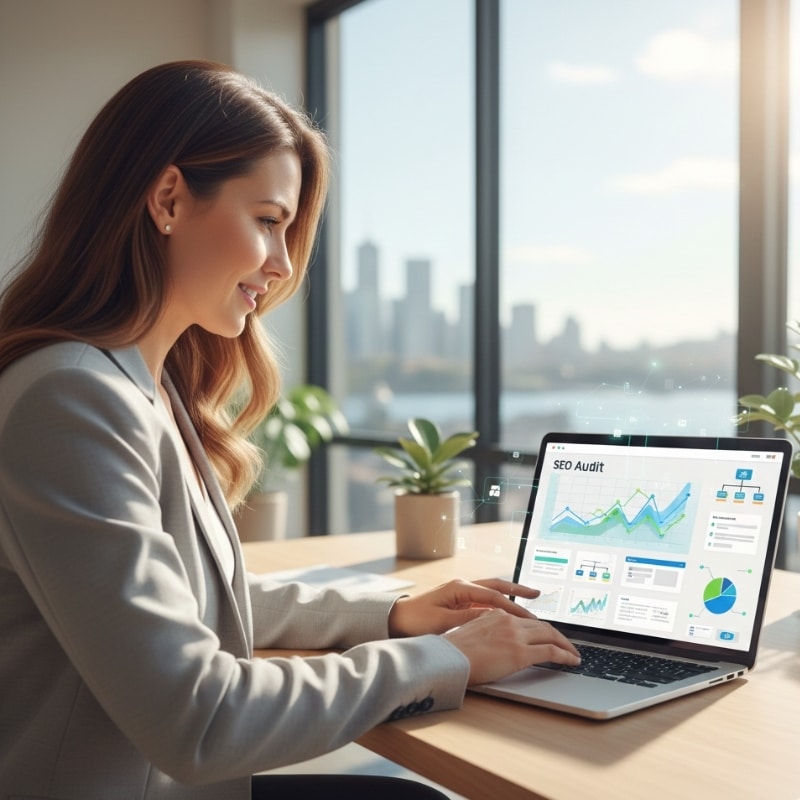 Australian business owner reviewing an SEO audit to identify common technical and content issues.