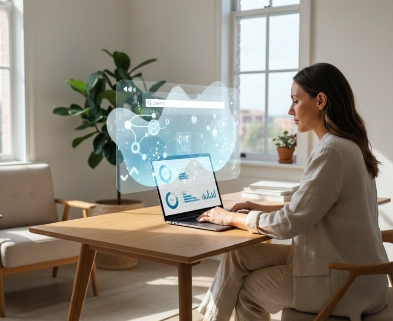 Australian business owner reviewing AI-driven search changes as clicks decline and visibility becomes more important