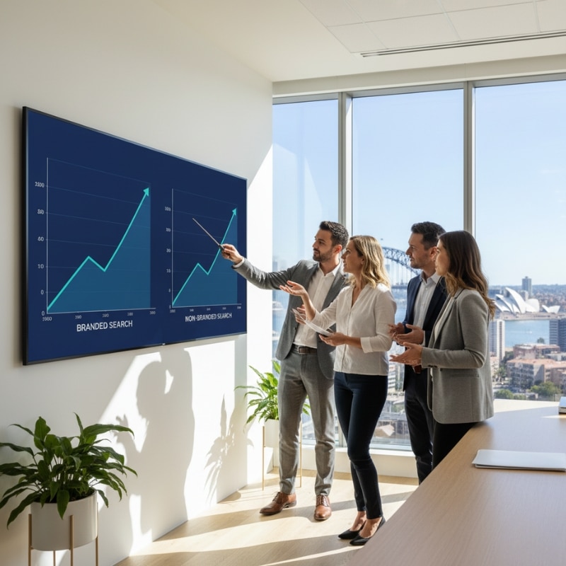 Australian team comparing branded search and non-branded search performance to improve revenue.