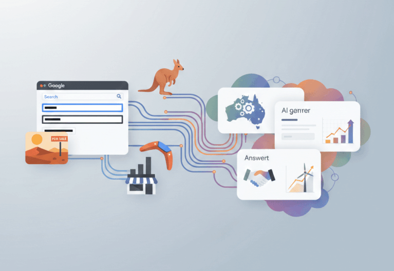 AEO vs SEO comparison showing traditional search rankings and AI-powered answer engines for Australian businesses