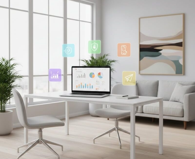 Technical website health and lead flow concept showing performance, security and conversion signals for an Australian business