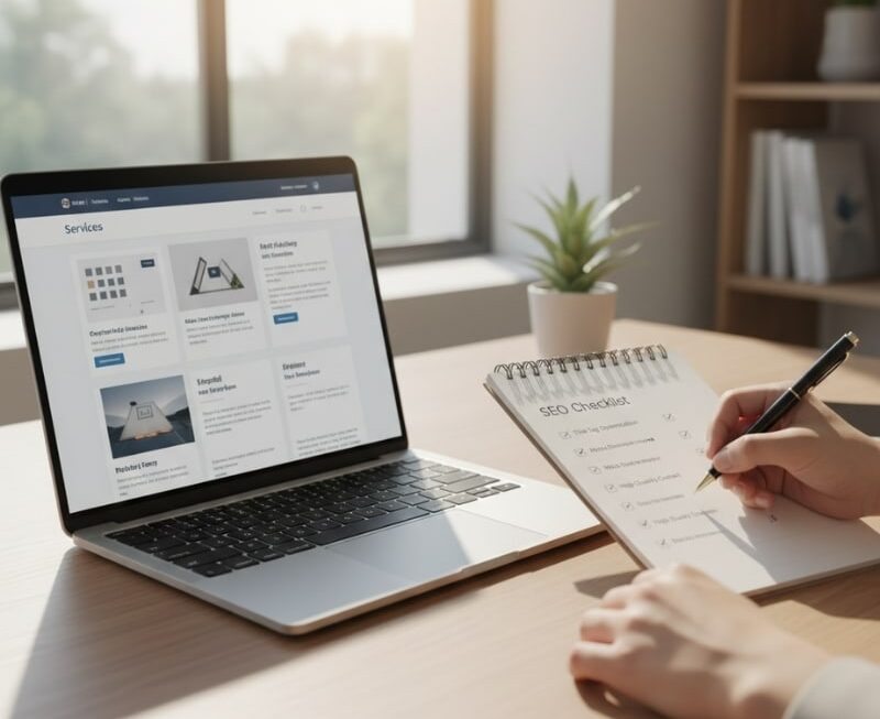 SEO checklist reviewing a structured service page to fix thin content on an Australian service website