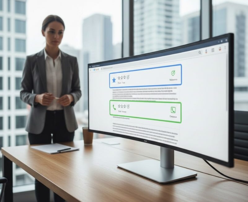Illustration showing the difference between ranking on Google and being chosen by users in Australia.