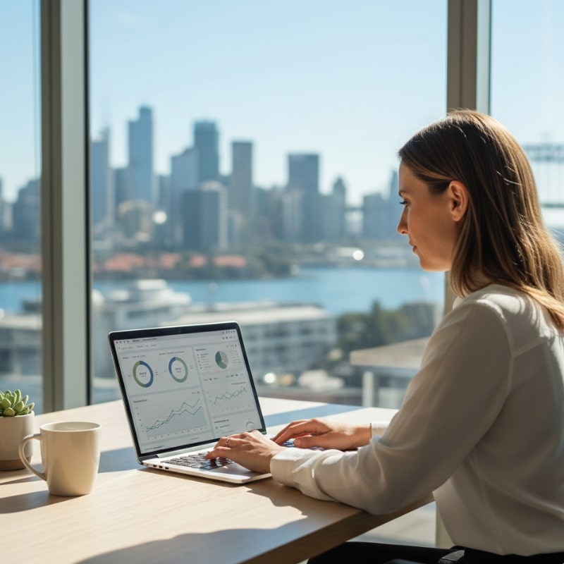 SEO timeline dashboard showing month 1, 2 and 3 progress for an Australian business