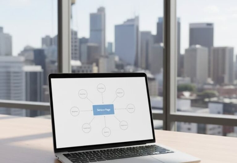 Internal linking pathways from blog content to a central service page to improve service page visibility in Australia.