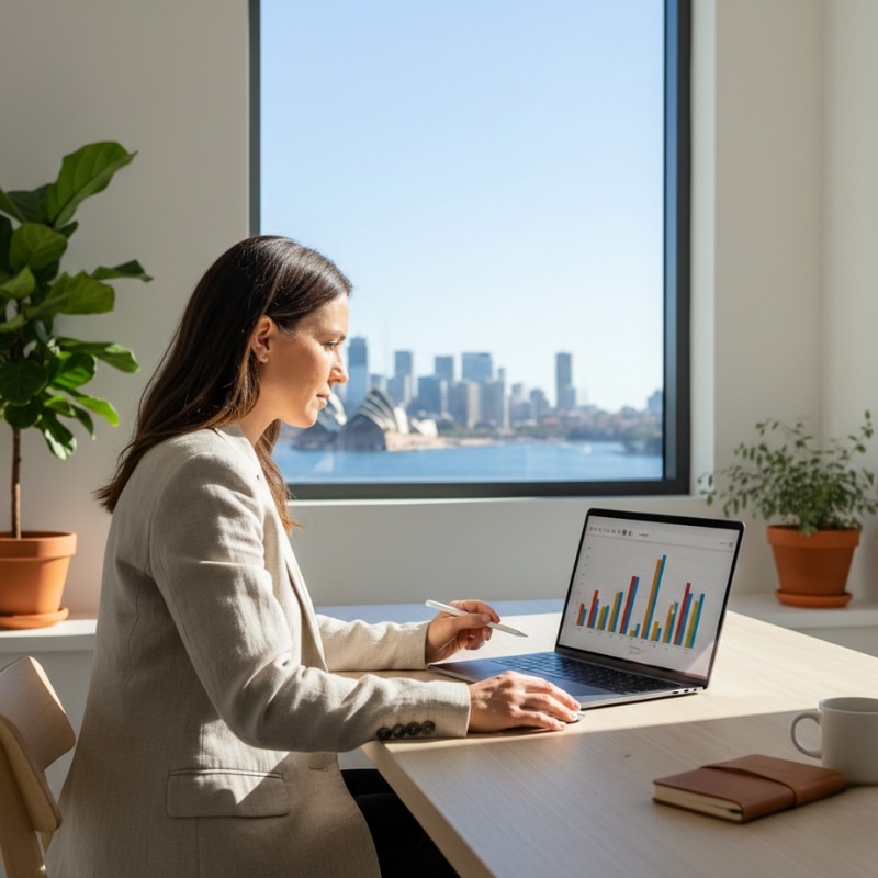 Australian business owner analysing why their website isn’t ranking on Google using SEO performance data.