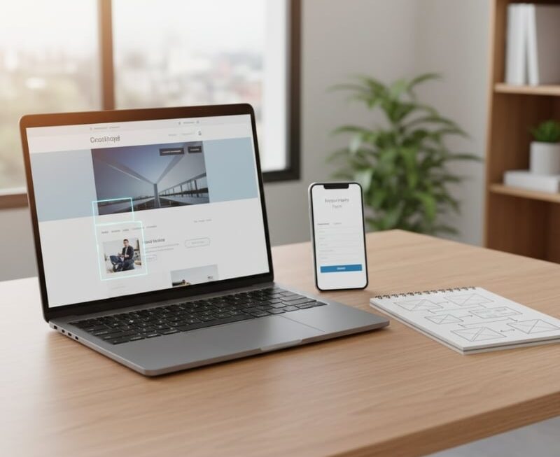 Website conversion audit showing simplified layout and enquiry form improvements for an Australia-wide service business.