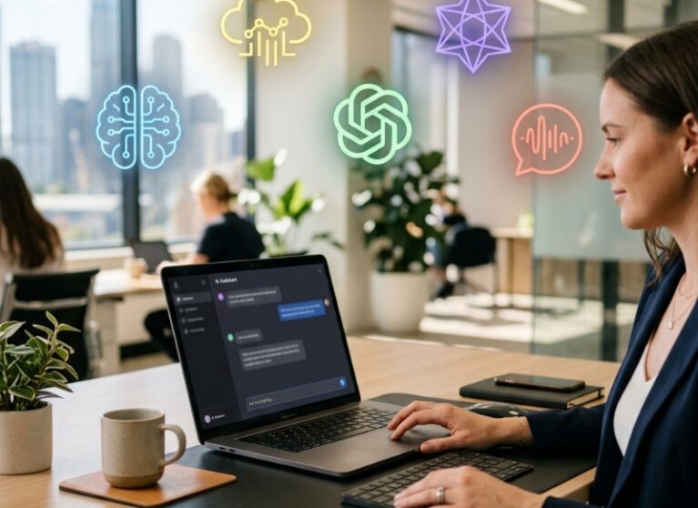 Comparison of AI tools for business tasks, showing multiple assistants supporting research, writing and productivity