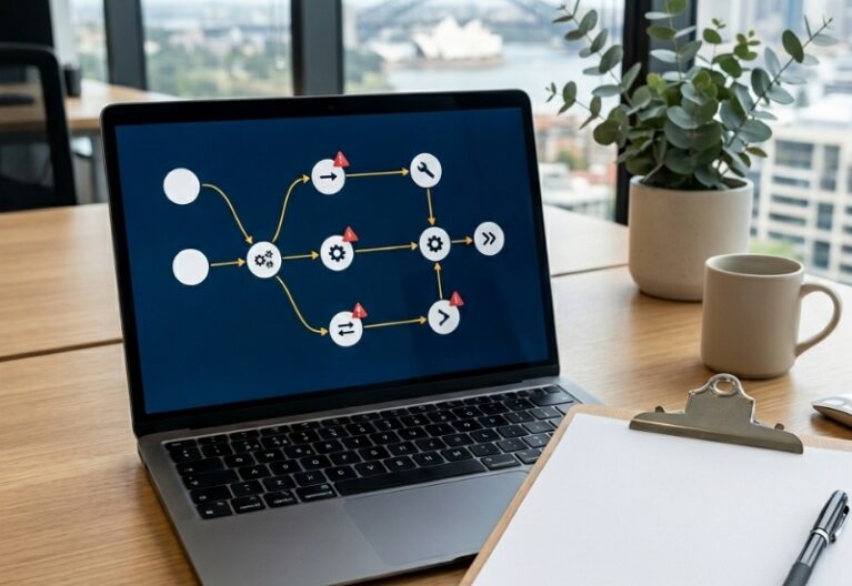 Checklist and guardrails concept for safer AI automation workflows in a business setting
