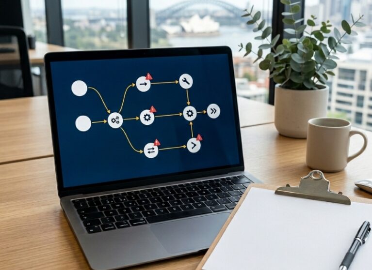 Checklist and guardrails concept for safer AI automation workflows in a business setting
