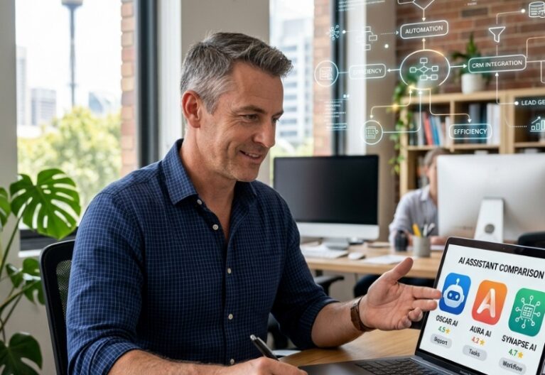 Business owner comparing Gemini, ChatGPT and Copilot for common workplace tasks in Australia
