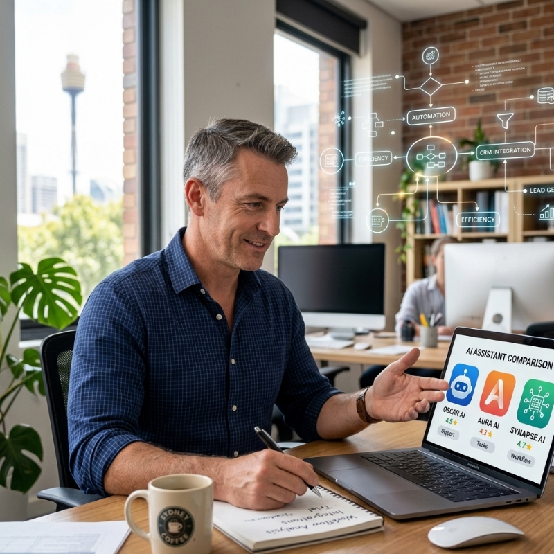 Business owner comparing Gemini, ChatGPT and Copilot for common workplace tasks in Australia