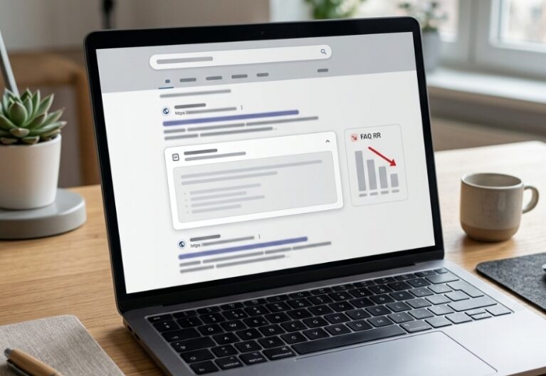 Google-style search results page showing FAQ rich results fading out and reduced visibility.