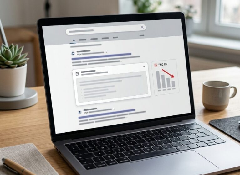 Google-style search results page showing FAQ rich results fading out and reduced visibility.
