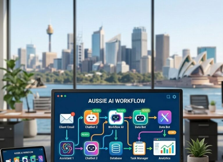 Australian SME team comparing AI chatbot tools for automating marketing, sales and admin workflows.