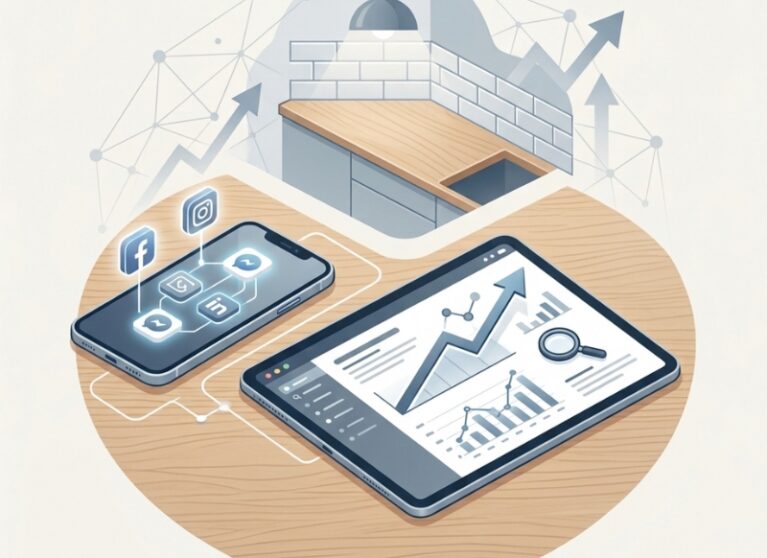 Social media and SEO analytics concept for Australian trade businesses connecting online search data with social platforms
