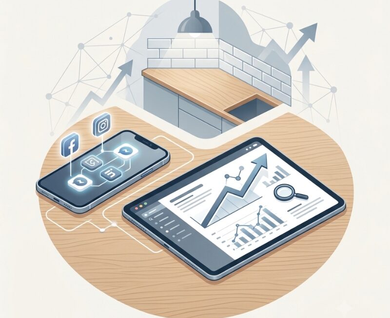 Social media and SEO analytics concept for Australian trade businesses connecting online search data with social platforms