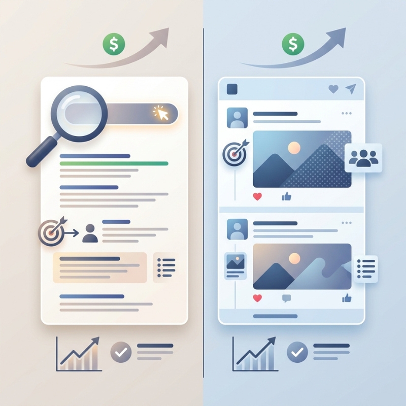 Comparison of search and social media advertising channels for Australian businesses