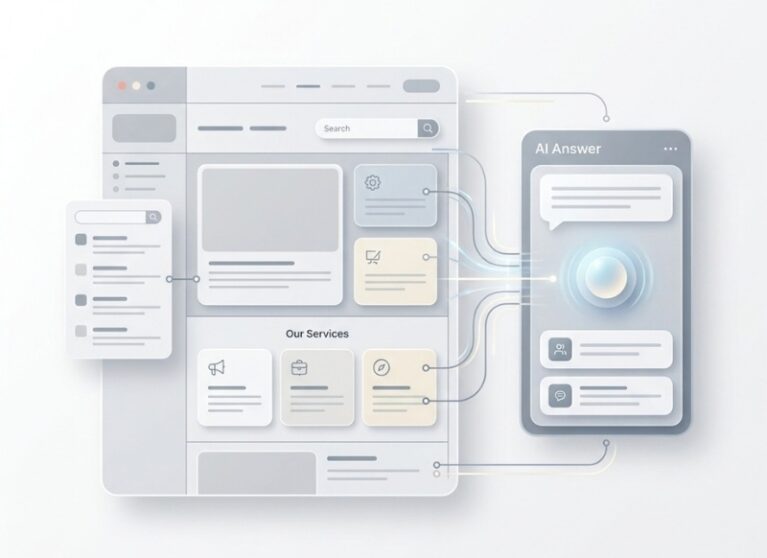 Generative engine optimisation connecting structured website content with AI search answers