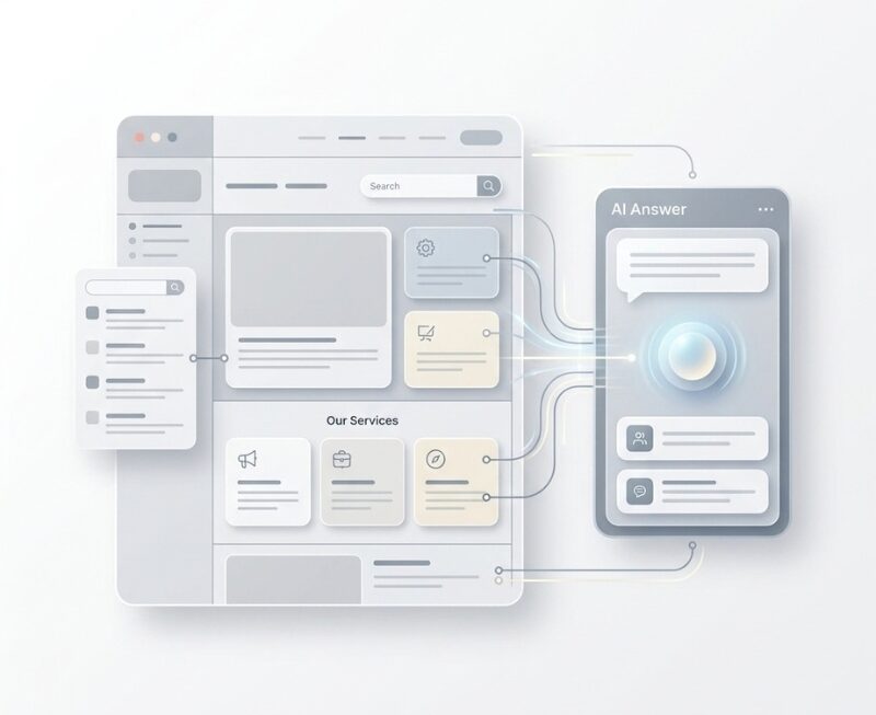 Generative engine optimisation connecting structured website content with AI search answers