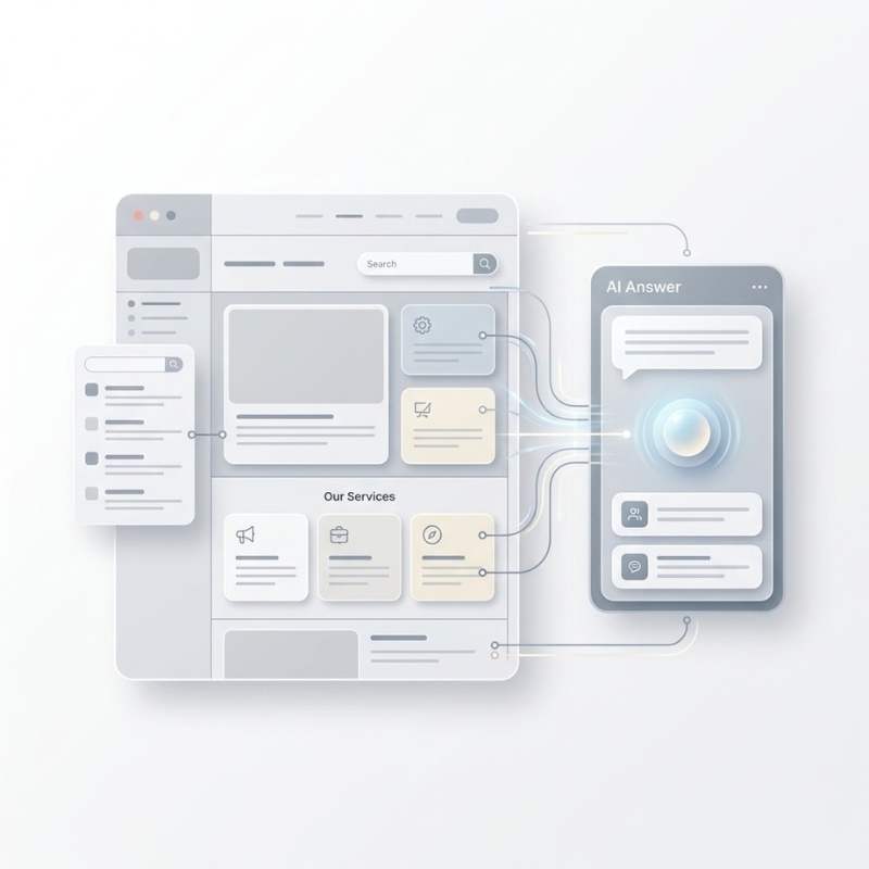 Generative engine optimisation connecting structured website content with AI search answers
