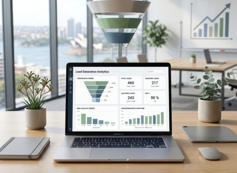 Lead generation analytics showing business enquiries and conversion performance