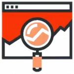 Illustration showing a magnifying glass over a rising graph inside a browser window, representing Pay Per Check performance tracking.